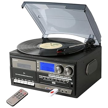 【中古】【39shop】とうしょう★多機能 レコードプレーヤー コンパクト AM/FMラジオ ワイドFM対応 録音機能 再生機能 USB/SD CD カセットテープ グレー TCD-114GR(非常に良い)｜アトリエ絵利奈