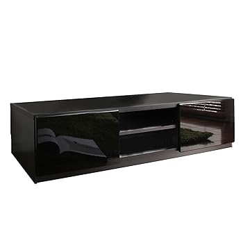 【中古】【39shop】マストバイ★テレビ台 ロビン 幅150cm・ブラック・前板鏡面タイプ・背面収納付(非常に良い)｜アトリエ絵利奈
