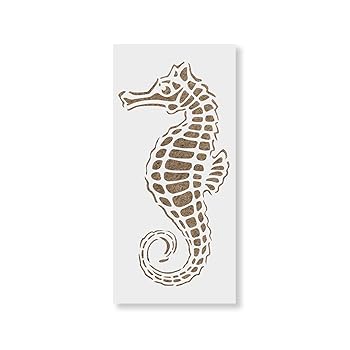 【中古】タツノオトシゴ ステンシルテンプレート 壁や工芸用 再利用可能なステンシル 小& Lサイズ