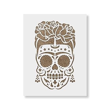 【中古】22cm x 28cm - Sugar Skull Frida Stencil Template for Walls and Crafts - Reusable Stencils for Painting in Small & Large Sizes 16,472円