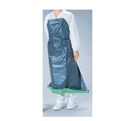 【中古】kurarayクラレ 機能性エプロン ガードロン 塩ビ抗菌 フィットM ネイビー/グリーン SEP8705