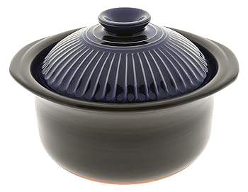 【中古】Kotobuki 190-808 Earthenware Rice Cooker with Matte and Cobalt Blue Spoke, Black by Kotobuki