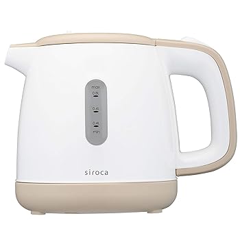 【中古】siroca 0.8L 電気ケトル 転倒湯こぼれ防止／蓋が取り外せる SEK-208 ベージュ