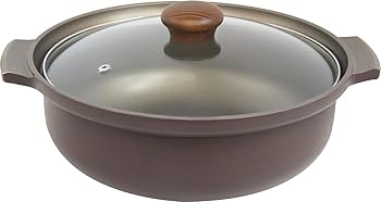 【中古】ウルシヤマ金属工業 土鍋 9号 IH対応 アルミ製 日本製 ガラス蓋 味彩鍋 AJS-9W