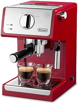 【中古】De'Longhi デロンギ エスプレッソメーカー ECP3220J-R カプチーノ ラテアート エスプレッソマシン ロングカップ対応12cmまで 簡単メンテナンス