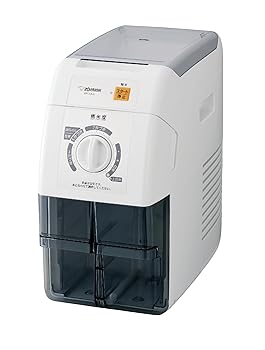 【中古】象印 家庭用精米機 つきたて風味 大容量タイプ 1合～1升10合圧力式 15段階の精米度 お手入れ用ブラシつき ホワイト BR-WA10-WA