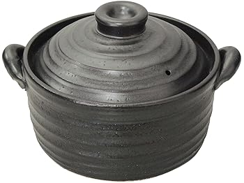 【中古】錫木 萬古焼 IH用・直火相応う ごはん鍋 2合 黒 9006-6022