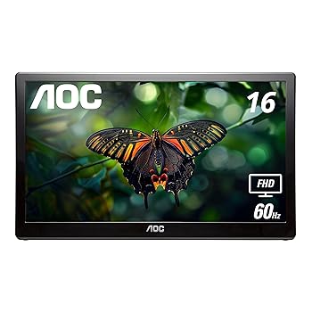 【中古】AOC 15.6インチ ポータブルモニター IPSパネル フルHD USB 3.0 折りたたみ式スタンド付 I1659FWUX