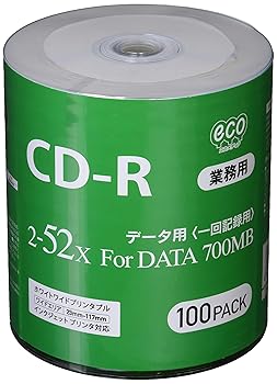 【中古】業務用パックCD-R for DATA 700MB 1回記録 データ用 100枚 シュリンクecoパック　 1個　2-52倍速対応 ホワイト インクジェットプリンタ対応 ワイ