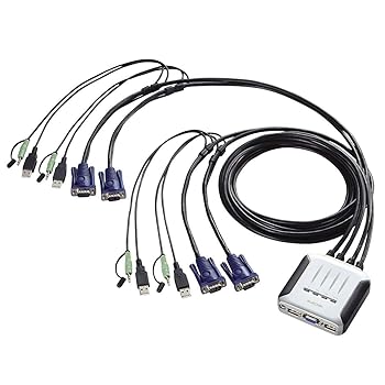 【中古】エレコム KVMスイッチ USB VGA スピーカー 4台 KVM-KU4