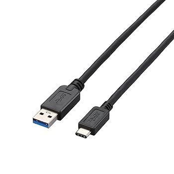 【中古】エレコム USBケーブル Type C USB A to USB C 2.0m USB3.1準拠 3A出力 最大5Gbps ブラック USB3-AC20BK