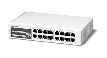 【中古】バッファロー BUFFALO 10/100Mbps対応 プラスチック筺体 電源内蔵 16ポート ホワイト スイッチングハブ LSW3-TX-16NP