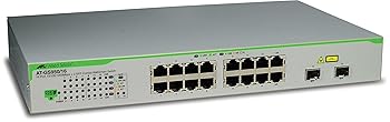 【中古】Allied Telesis AT GS950/16なおなお書き - Switch - managed - 16 x 10/100/1000 PoE+ + 2 x combo Gigabit SFP PoE+ - desktop, rack-mountable, wall-mo