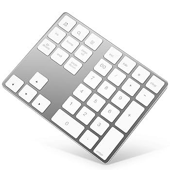 【中古】Bluetooth Numeric Keypad, Rechargeable Aluminum 34-Key Number Pad Slim External Numpad Keyboard Data Entry Compatible for MacBook, MacB