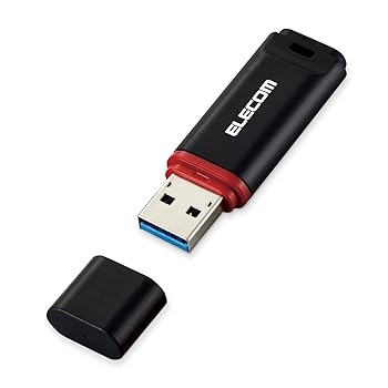 【中古】エレコム USBメモリ 64GB USB3.2Gen1対応 キャップ式 データ復旧サービス付 ブラック MF-DRU3064GBKR