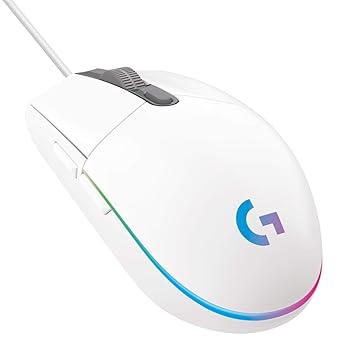 【中古】Logicool G ゲーミングマウス G203 有線 ゲーミング マウス USB 接続 G203-WH 軽量 85g LIGHTSYNC RGB 6個プログラムボタン ホワイト PC windows