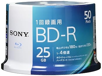 【中古】ソニー ブルーレイディスク BD-R 25GB 1枚あたり地デジ約3時間 1回録画用 50枚入り 4倍速ダビング対応 ケース無し 50BNR1VJPP4