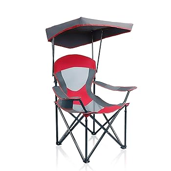 【中古】ALPHA CAMP メッシュキャノピーチェア 折りたたみキャンプチェア - レッド
