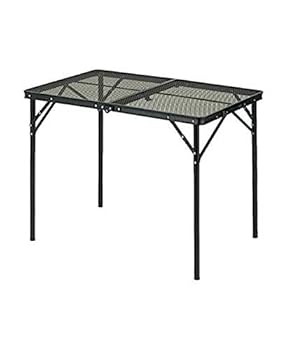 【中古】ビジョンピークス アウトドアテーブル 90cm 2~4人用 アルミメッシュテーブル タフテーブル90 VP160401I02 ブラック 約90×60×高さ37~65cm 折