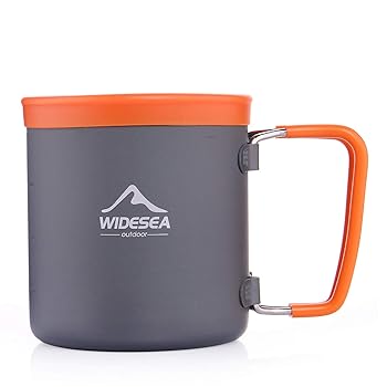 【中古】widesea キャンプマグ キャンプコーヒーマグ 軽さ バックパッキングキャンプマグ 折りたたみ手持ち部分 旅する ピクニック 山歩き用