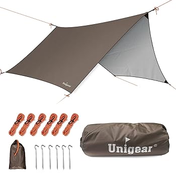【中古】Unigear 防水タープ ヘキサ 紫外線対策 UVカット 撥水加工 軽量 遮熱性 収納ケース 持ち運び便利