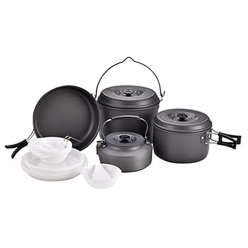 【中古】【39shop】キャンプ用調理器具★キャンプの鍋料理の調理器具の携帯用屋外キャンプのハイキングのための鍋 野外調理セット 色 : Black, Size : 7-8 people(非常に良い)|アトリエ絵利奈