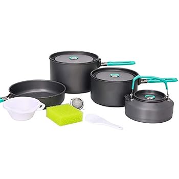 【中古】難民キャンプ クッカーセット 難民キャンプ用膳立て物の具の据え置きキットハイキングバックパッキングピクニッククッキングボウルノンスティックポットパン