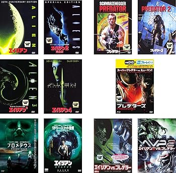 【中古】【39shop】エイリアン11枚セット、ディスクは12枚エイリアン★1、2、3、4、プロメテウス、コヴェナント、プレデター 1字幕のみ、2、プレデターズお試しブル(非常に良い)|アトリエ絵利奈