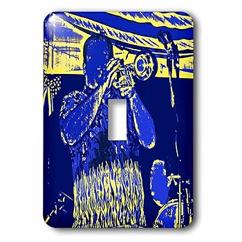 【中古】3drose LSP 164440 _ 1 Trumpet Player Wドラマーブルーイエローヴィンテージライトスイッチカバー