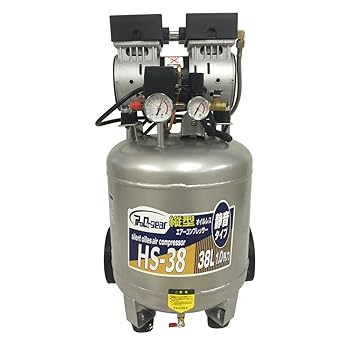 【中古】SHINSEI シンセイ 静音油絵の具受け答え縦型コンプレッサー 38L HS-38