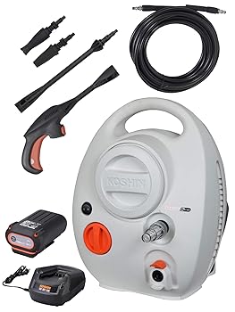 【中古】工進(KOSHIN) 36V 2.5AH 充電式 高圧 洗浄機 SJC-3625 バッテリー・充電器 コードレス 自吸 水道直結 静音 63DB 圧力 7.0MPA 洗車 ベランダ 清掃