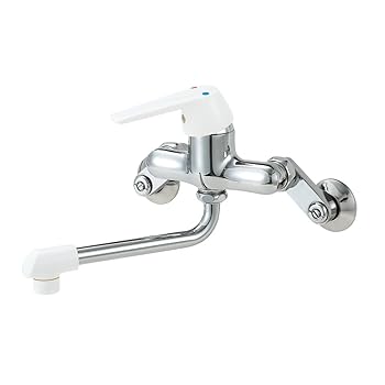 【中古】SANEI シングル混合栓 キッチン用 壁 断熱パイプ 流量調整付偏心管 整流吐水 CK1700D-13