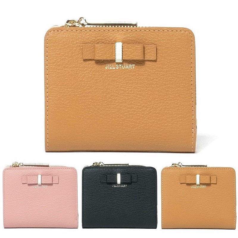 内鰓スチュアート 紙入れ レディース ミスティ L字ジッパー折り紙入れ なめし革 JILLSTUART 折り紙入れ JSLW4CS2 黒いこと サクラ色 駱駝