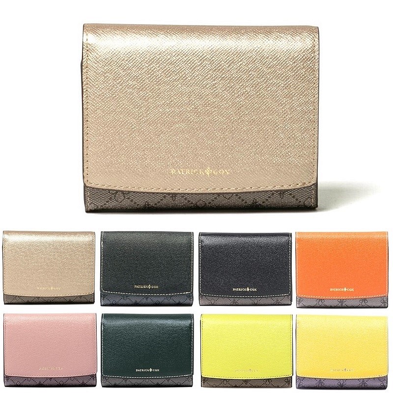 パトリックコックス 財布 レディース 二つ折り リッチ 折り財布 PATRICK COX PXLW7LS1 ゴールド ブラック ブラックB オレンジ ピンク グリーン ライムグリーン イエロー