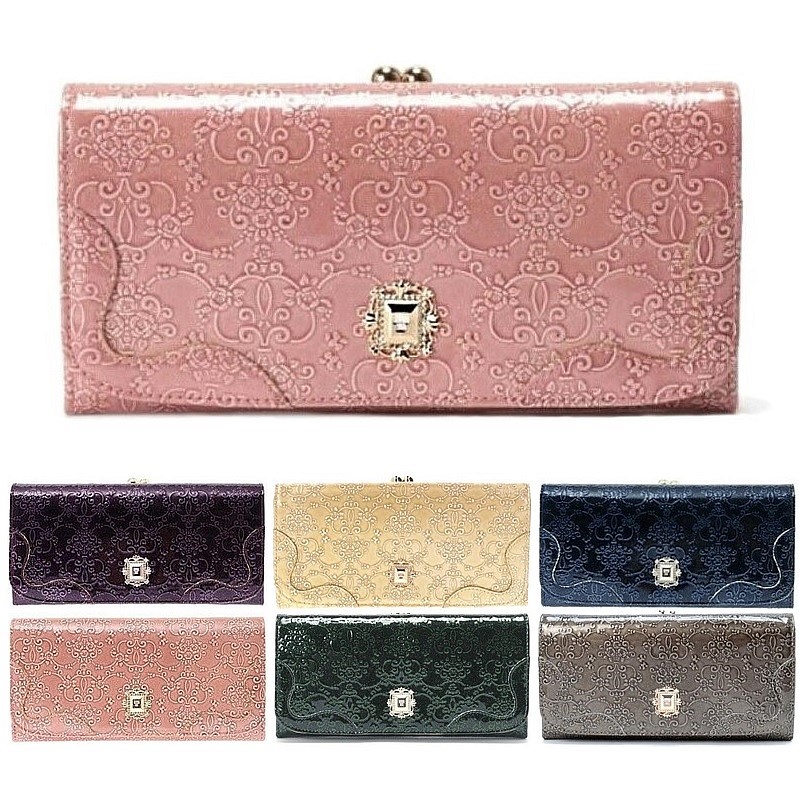 アナスイ 金入れ ルーミー 口金下げ翼長金入れ ANNA SUI かぶせ長金入れ 317971 さくら色 パープル 米国海軍 緑であること ゴールド 薄墨色