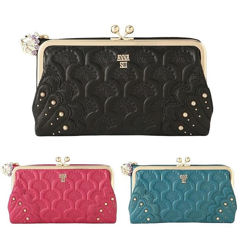 ✨極美品✨アナスイ 長財布 ダリア バタフライチャーム がま口 花柄 編み込み ✨極美品✨アナスイ 長財布 ダリア バタフライチャーム がま口 花柄