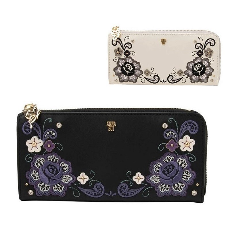 ANNA SUI アナスイ 札入れ 長札入れ ララ Lチャック長札入れ 318390 レディース 象牙色 黒いこと