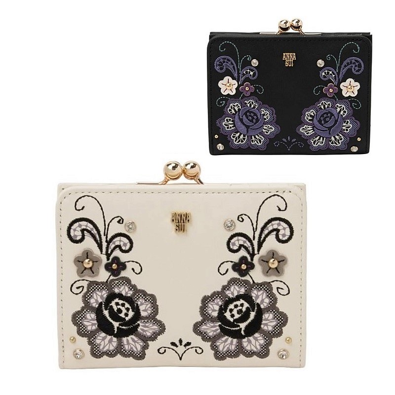 アナスイ 札入れ 銭入れ 二つ折り ララ 口金二つ折り札入れ ANNA SUI レディース 銭入れ札入れ 318391 黒いこと 象牙色
