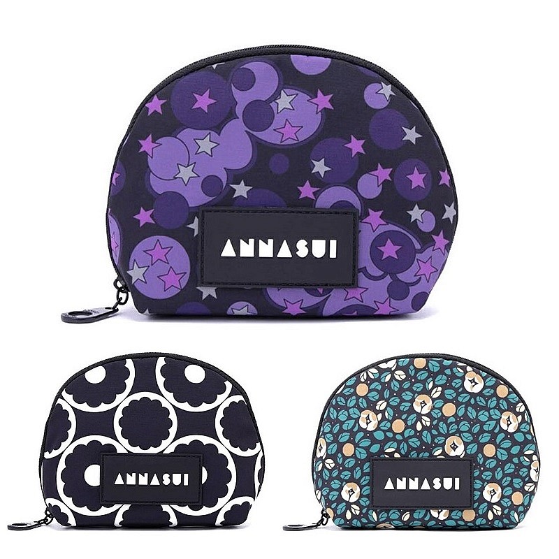 アナスイ ポーチ ヴァケーション ラウンドポーチ 317556 ANNA SUI コスメポーチ ブラック パープル グリーン｜アトリウム