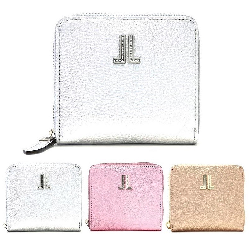 LANVIN COLLECTION ランバンコレクション ランバン 金入れ ラブレーパース 二つ折りラウンドチャック金入れ 本革 メタリックカラー 65-6808 ゴールド しろがね色 さくら色