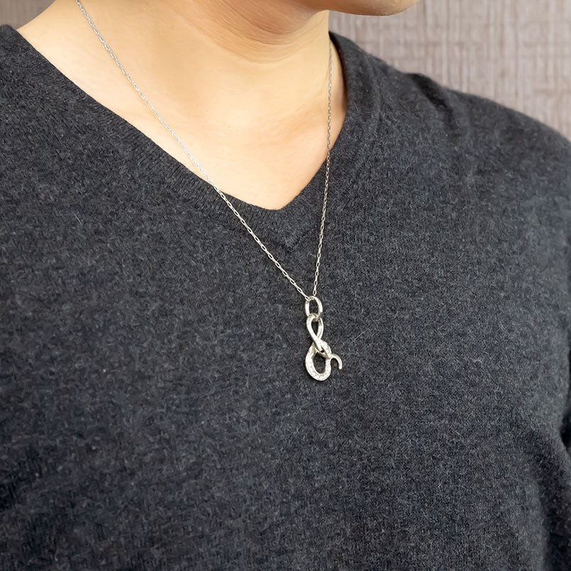 最安値で プラチナ ネックレス ルビー キュービックジルコニア ヘビ