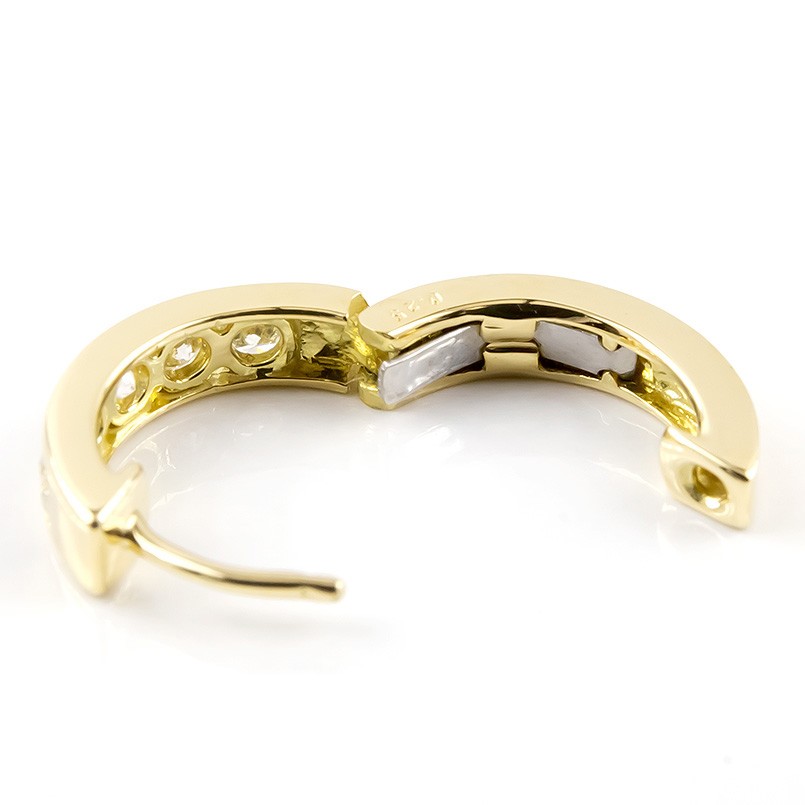 18金 フープ フープピアス ダイヤ ダイヤモンド ゴールド 18k 中折れ式