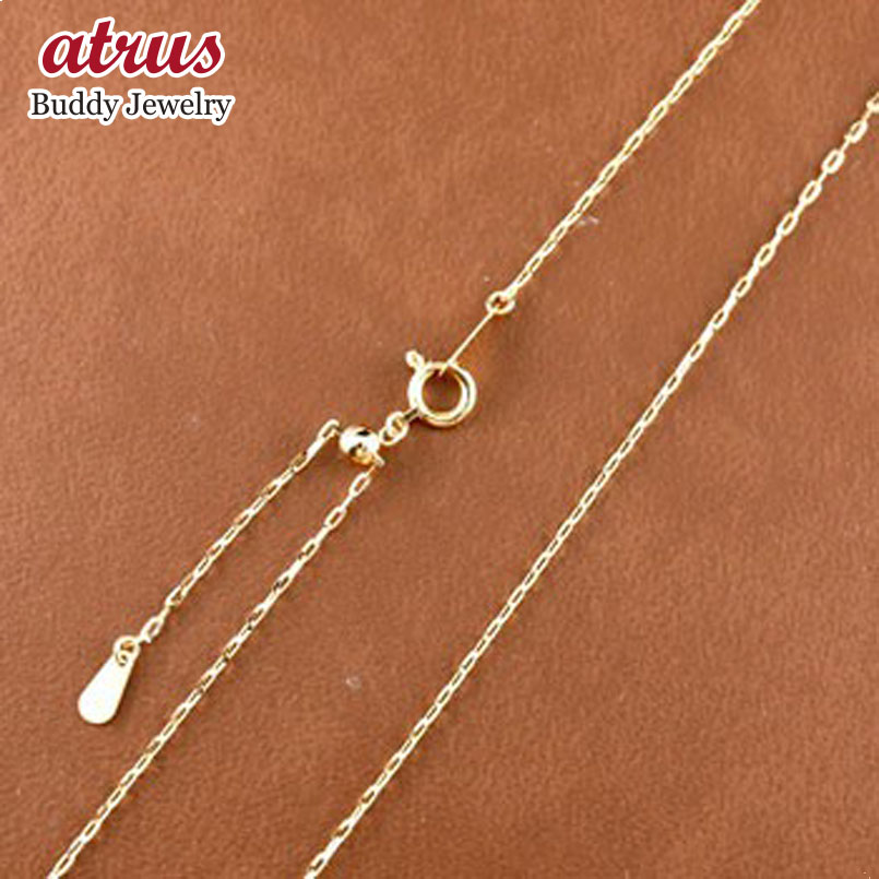 【最短発送】 18金 ネックレス チェーンのみ 45cm 1ミリ幅 レディース 18k ゴールド アズキチェーン スライド式 イエローゴールド k18 地金 ネックレスチェーン 母の日
