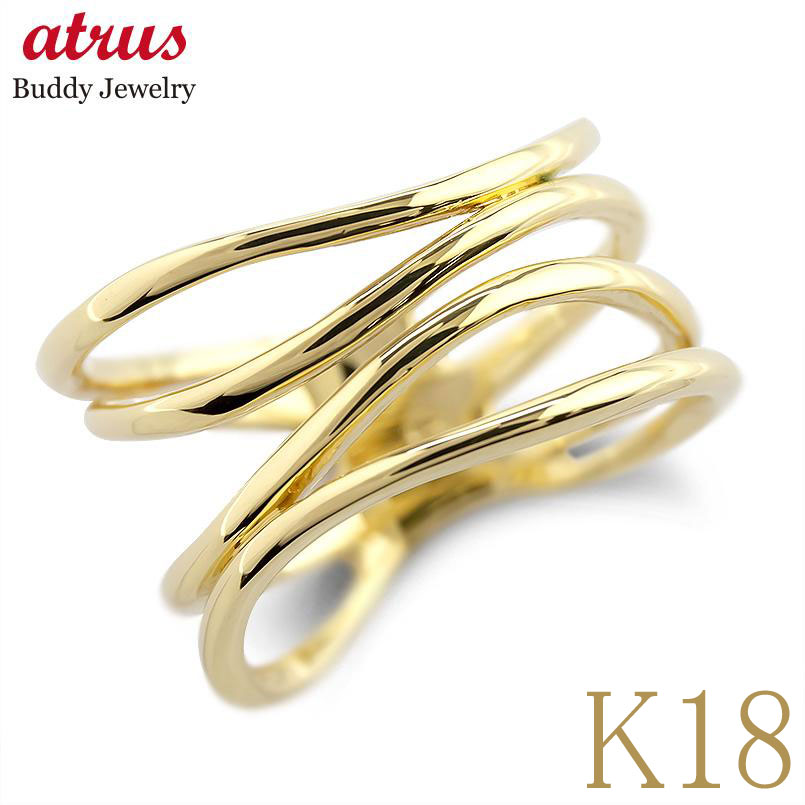 楽天市場】18金 リング レディース 指輪 4連 イエローゴールドk18 婚約