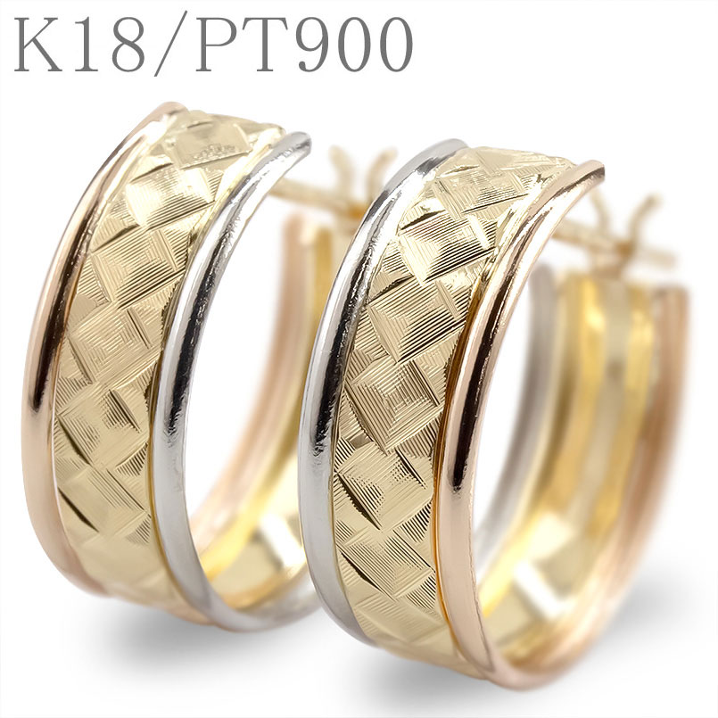 T*e様 k10 pt900 コンビ　フープピアス　片耳 楽天市場】【Elmoa Hoop Pierce S】 K10/K18/Pt900 ツイスト 地