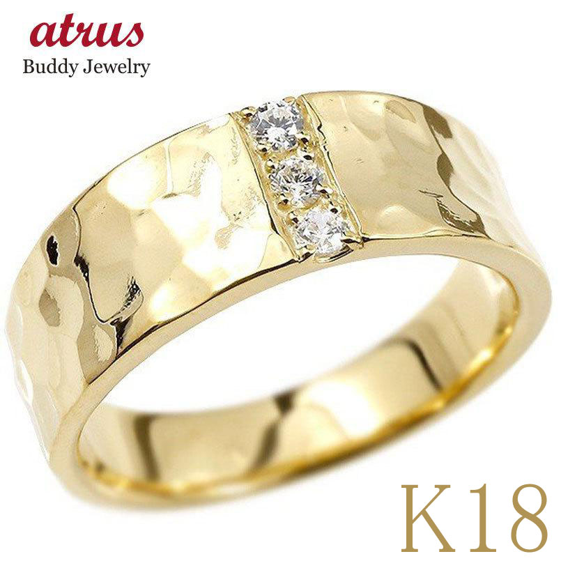 楽天市場】18金 リング メンズ ダイヤモンド指輪 幅広 8ミリ幅