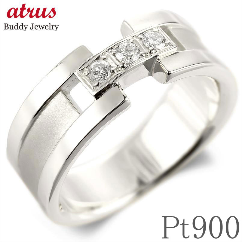 プラチナ リング ダイヤモンド 指輪 0.12ct 幅広 ピンキーリング pt900 バンドタイプ