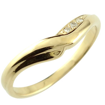 楽天市場】18金 リング ピンキーリング 指輪 V字 ダイヤモンド