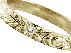 ペアリング カップル 結婚指輪 18k ハワイアン ダイヤモンド 18金 