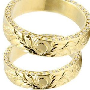 【10%OFFクーポンセール】 ペアリング カップル 結婚指輪 ハワイアンジュエリー ダイヤモンドリング マリッジリング イエローゴールドk18 k18 2個セット 18k 18金 ゴールド｜ジュエリー工房アトラス 544,000円